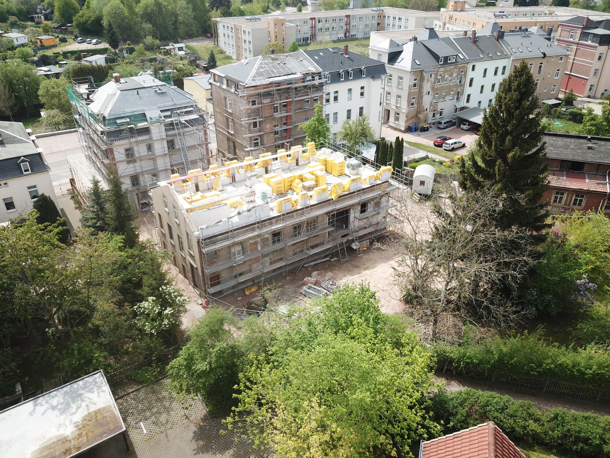 Drohnenaufnahme der Werkbank32 während Bau und Sanierung